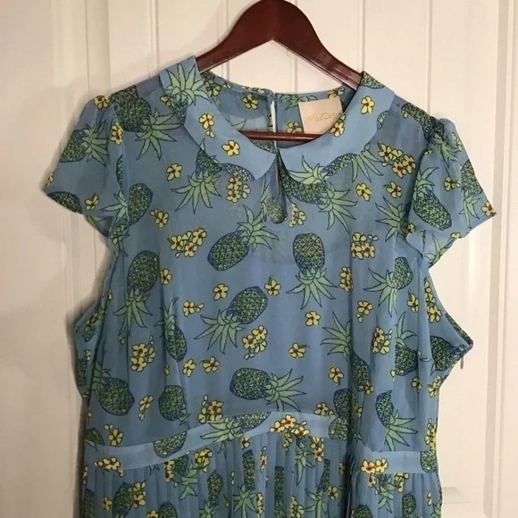 MODCLOTH Expansive Interests A-Line Pineapple Dress. - Picture 3 of 13